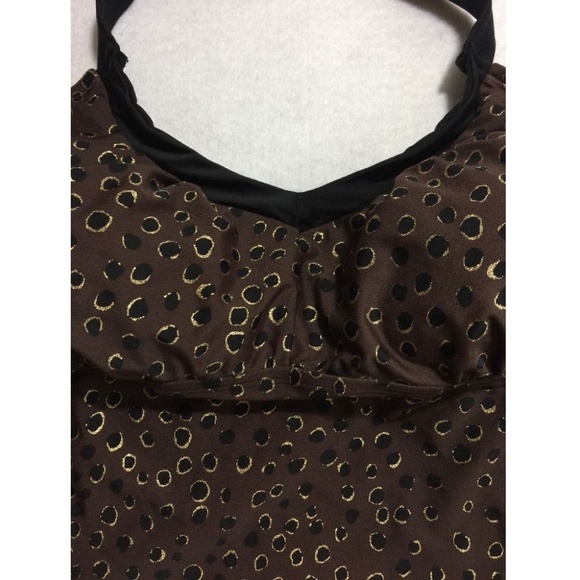 Merona Plus Size 20W Tankini Top Brown Black Polka - Picture 2 of 8